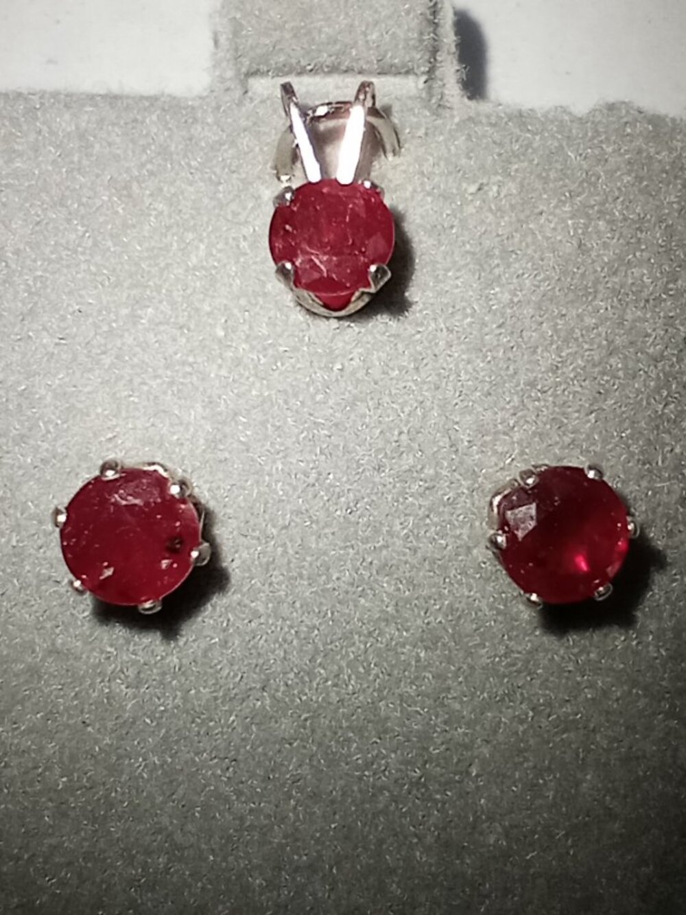 2-Carat Genuine Red Ruby Earring & Pendant Set in 925 Sterling Silver